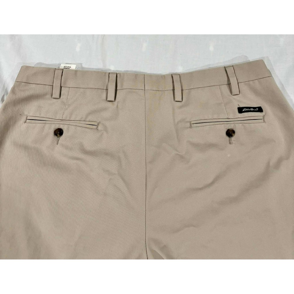 Eddie Bauer Ruston Fit Pleated Khaki Pants Mens 40x34 Tan Wrinkle Resistant - Picture 9 of 11